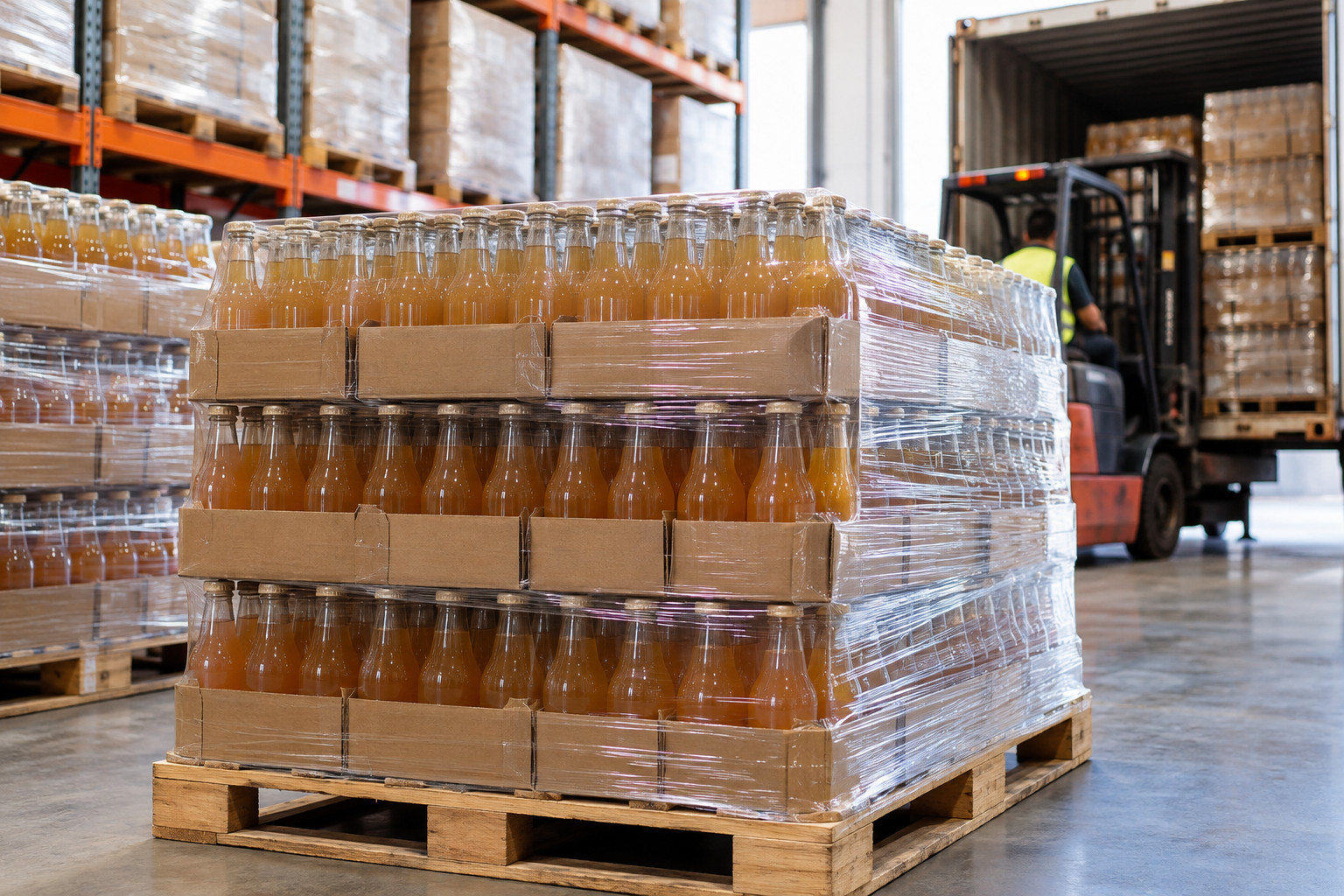 The Good Brew Company | Organic kombucha in Australia: what certification covers Pallets of bottled kombucha prepared for freight in a warehouse